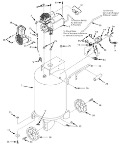 Tank Assembly Parts Diagram and Parts List for WL611800AJ  Campbell Hausfeld Compressor